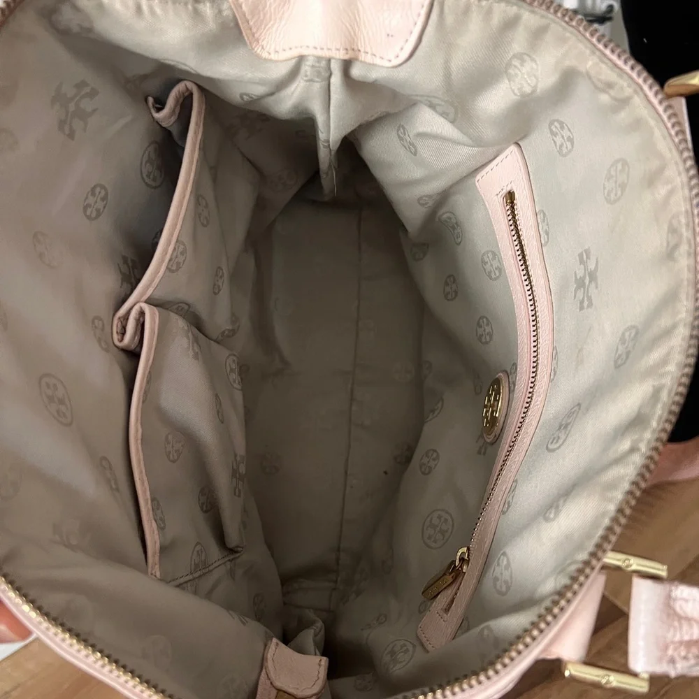 Tory Burch Pale Pink Leather Satchel with Shoulder Strap
